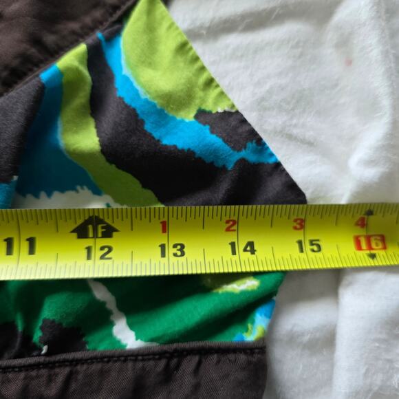 Banana Republic Y2K Babydoll Floral Mini Dress Sz-6 Cotton Silk Green Brown - Picture 6 of 8